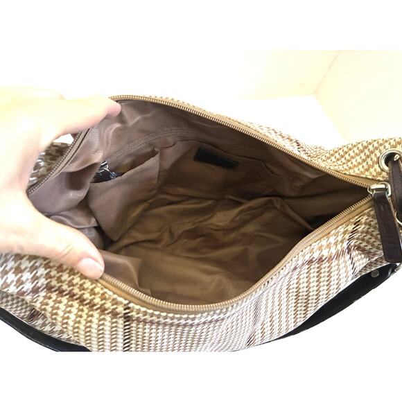 Ralph Lauren Brown Plaid Canvas Hobo Shoulder Bag – Classic - Picture 9 of 13